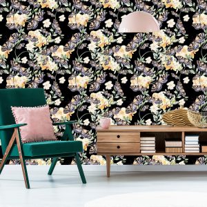 Papier Peint Dans Le Hall, Des Papillons, Des Fleurs Nature – Image 6