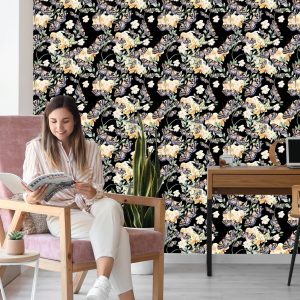 Papier Peint Dans Le Hall, Des Papillons, Des Fleurs Nature – Image 7