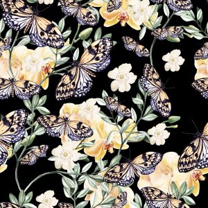 Papier Peint Dans Le Hall, Des Papillons, Des Fleurs Nature – Image 1