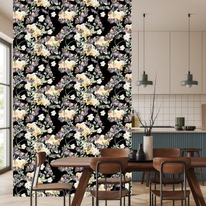 Papier Peint Dans Le Hall, Des Papillons, Des Fleurs Nature – Image 4