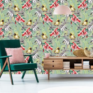 Papier Peint Oiseaux Colorés Parmi Les Fleurs – Image 6