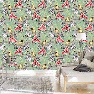 Papier Peint Oiseaux Colorés Parmi Les Fleurs – Image 3