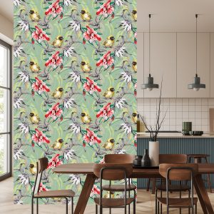 Papier Peint Oiseaux Colorés Parmi Les Fleurs – Image 4