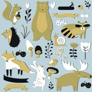 Papier Peint Pour Les Enfants - Animaux De La Forêt Et Amis – Image 1