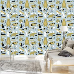 Papier Peint Pour Les Enfants - Animaux De La Forêt Et Amis – Image 3