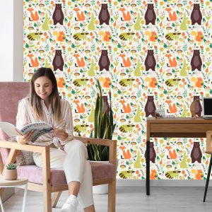 Papier Peint Pour Les Enfants - Animaux De La Forêt Mignons – Image 7