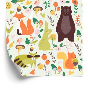 Papier Peint Pour Les Enfants - Animaux De La Forêt Mignons – Image 2