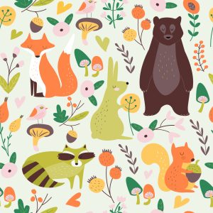Papier Peint Pour Les Enfants - Animaux De La Forêt Mignons – Image 1