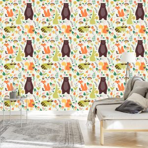 Papier Peint Pour Les Enfants - Animaux De La Forêt Mignons – Image 3