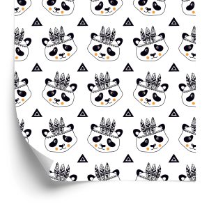 Papier Peint Pandas Sur Fond Blanc – Image 2