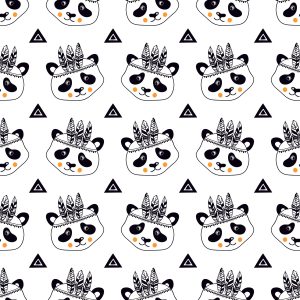 Papier Peint Pandas Sur Fond Blanc – Image 1