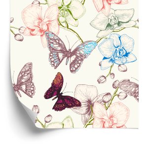 Papier Peint Papillons Feuilles Fleurs Pour Chambre De Bébé – Image 2