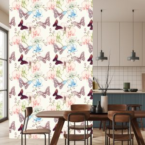 Papier Peint Papillons Feuilles Fleurs Pour Chambre De Bébé – Image 4