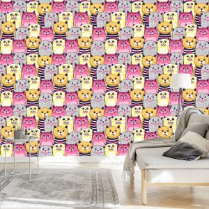 Papier Peint Pour Les Enfants - Chats Colorés – Image 3