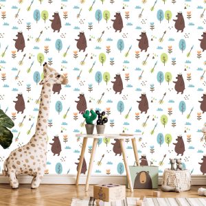 Papier Peint Ours Nuages ​​Arbre Garçon Chambre – Image 5