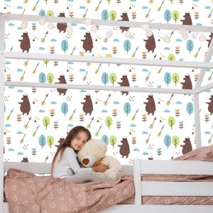 Papier Peint Ours Nuages ​​Arbre Garçon Chambre – Image 7