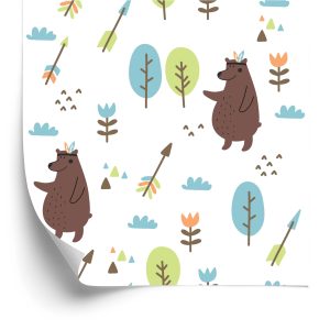 Papier Peint Ours Nuages ​​Arbre Garçon Chambre – Image 2