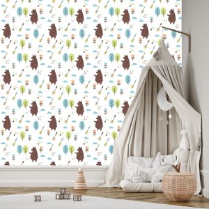 Papier Peint Ours Nuages ​​Arbre Garçon Chambre – Image 3