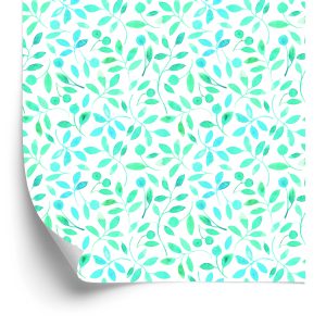 Papier Peint Feuilles Turquoise Peintes À L'aquarelle – Image 2