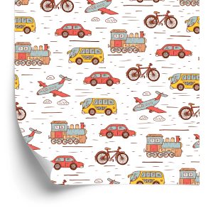 Papier Peint Pour Une Chambre D'enfant Dans Une Voiture, Des Avions, Des Vélos – Image 2