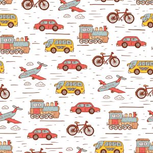 Papier Peint Pour Une Chambre D'enfant Dans Une Voiture, Des Avions, Des Vélos – Image 1