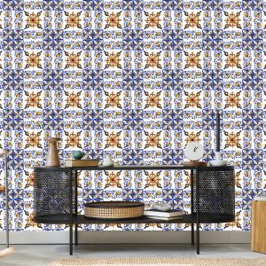 Papier Peint Pour Salle À Manger Mosaïque Imitation Fleurs – Image 5