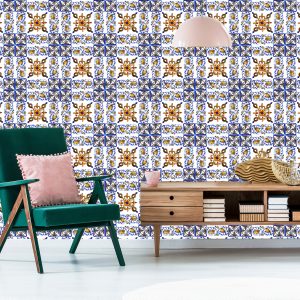 Papier Peint Pour Salle À Manger Mosaïque Imitation Fleurs – Image 6