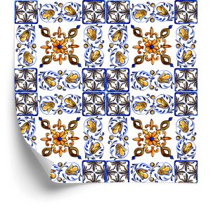 Papier Peint Pour Salle À Manger Mosaïque Imitation Fleurs – Image 2