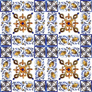 Papier Peint Pour Salle À Manger Mosaïque Imitation Fleurs – Image 1