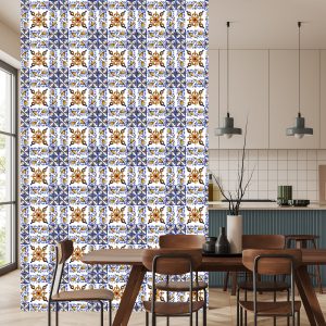 Papier Peint Pour Salle À Manger Mosaïque Imitation Fleurs – Image 4