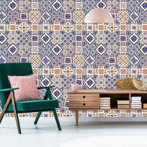 Papier Peint Motifs De Carreaux De Mosaïque Orientale Murale – Image 6