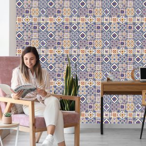 Papier Peint Motifs De Carreaux De Mosaïque Orientale Murale – Image 7