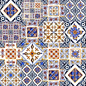 Papier Peint Motifs De Carreaux De Mosaïque Orientale Murale – Image 1