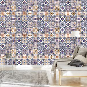 Papier Peint Motifs De Carreaux De Mosaïque Orientale Murale – Image 3