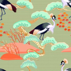 Papier Peint Grues Parmi Les Arbres – Image 1