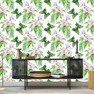 Papier Peint Pour Chambre Papillons, Fleurs, Plantes – Image 5