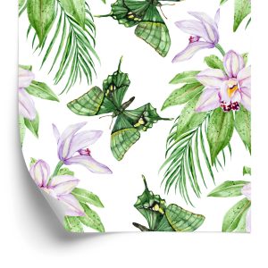 Papier Peint Pour Chambre Papillons, Fleurs, Plantes – Image 2