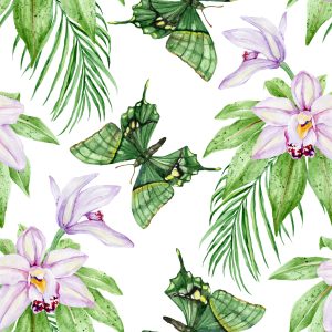 Papier Peint Pour Chambre Papillons, Fleurs, Plantes – Image 1