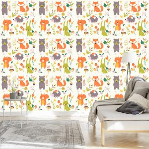 Papier Peint Pour Les Enfants - Happy Forest Animals – Image 3