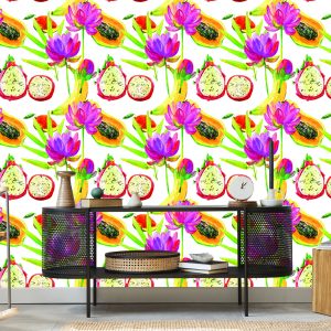 Papier Peint Avec Des Fleurs De Fruits Pour La Salle À Manger De La Cuisine – Image 5