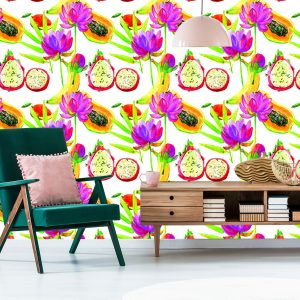 Papier Peint Avec Des Fleurs De Fruits Pour La Salle À Manger De La Cuisine – Image 6