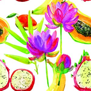 Papier Peint Avec Des Fleurs De Fruits Pour La Salle À Manger De La Cuisine – Image 1