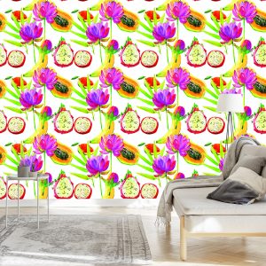 Papier Peint Avec Des Fleurs De Fruits Pour La Salle À Manger De La Cuisine – Image 3