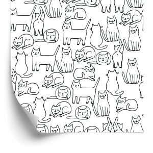 Papier Peint Chats En Noir Et Blanc – Image 2