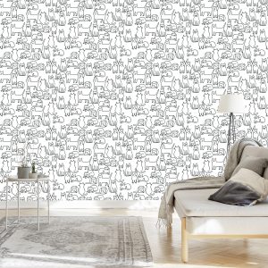 Papier Peint Chats En Noir Et Blanc – Image 3