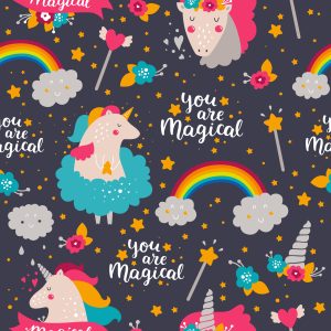 Papier Peint Licornes Arc-En-Ciel – Image 1