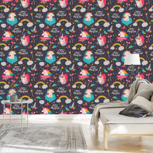 Papier Peint Licornes Arc-En-Ciel – Image 3