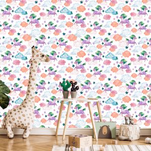 Papier Peint Pour Les Enfants - Licornes Colorées Au Style Scandinave – Image 5