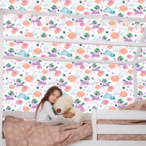 Papier Peint Pour Les Enfants - Licornes Colorées Au Style Scandinave – Image 7