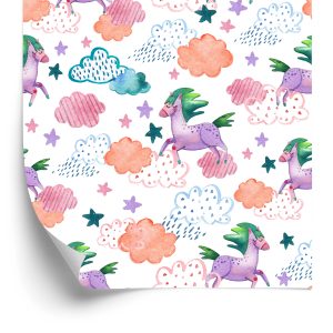 Papier Peint Pour Les Enfants - Licornes Colorées Au Style Scandinave – Image 2
